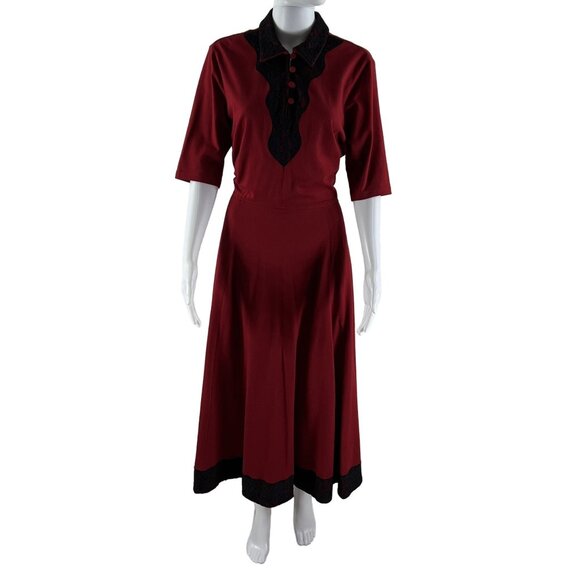 eShakti 14 Dress Artfully Floral Embroidered  Ruched I Love Lucy Audrey Hepburn - Picture 1 of 16